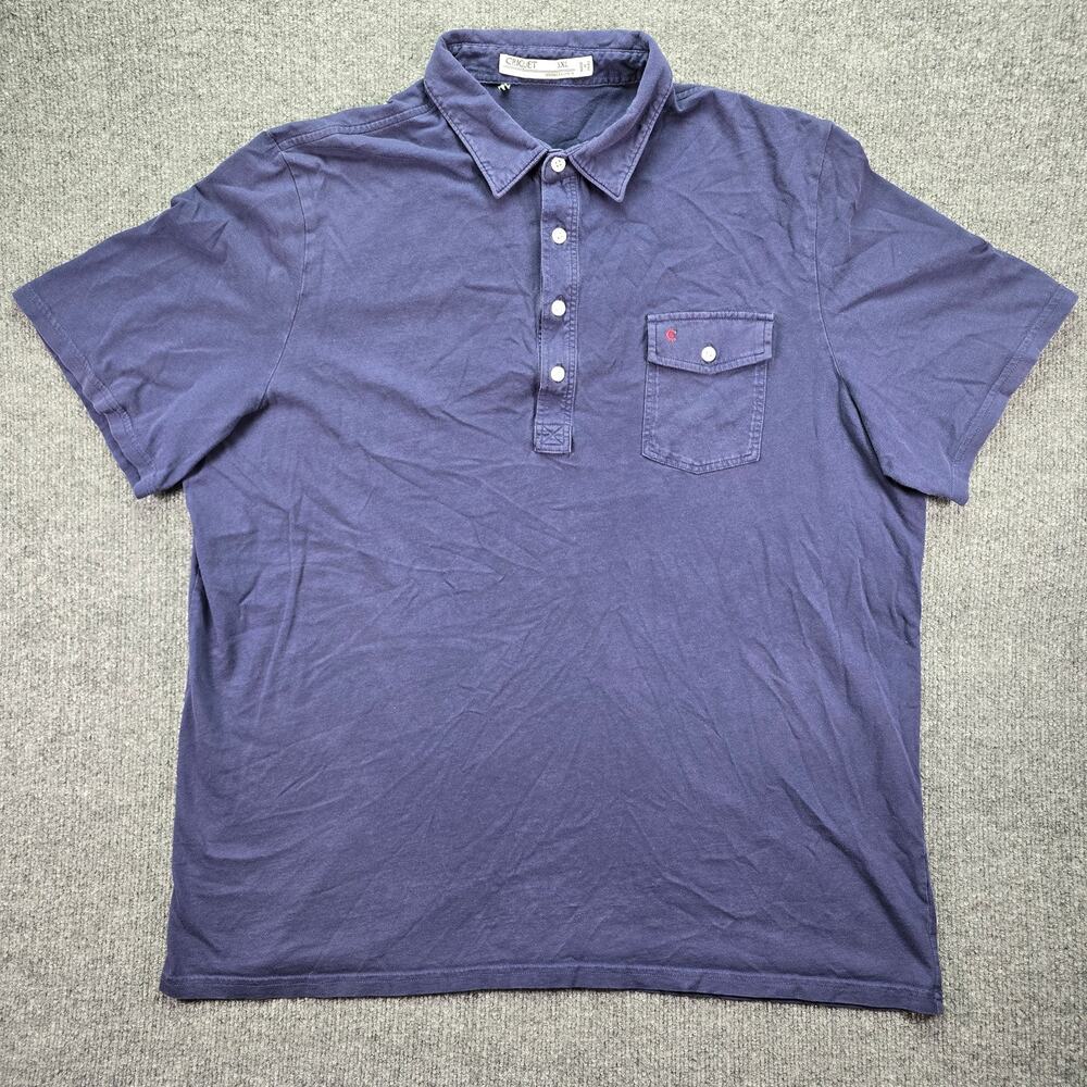 Criquet Polo Shirt Mens XXL Blue Stretch Organic Cotton Pocket Players Short